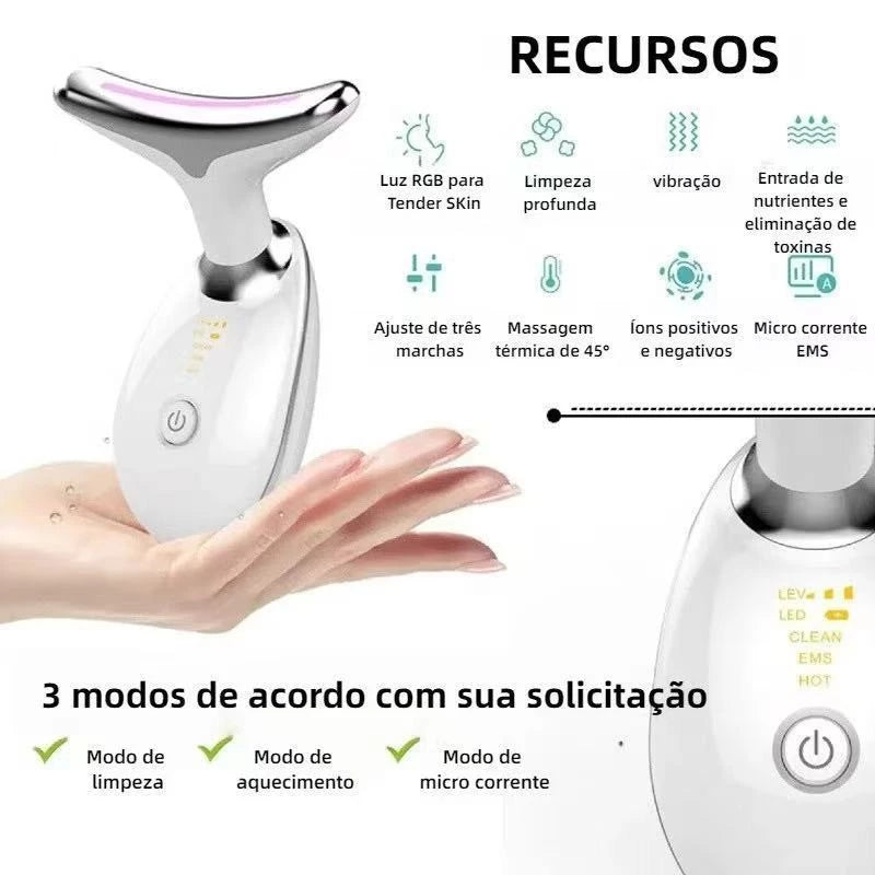 Massageador aquecido - rosto e pescoço