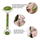 Kit Massageador Facial Pedra de Jade Natural + Placa Gua Sha - Anti-Rugas e Drenagem Linfática