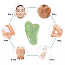 Kit Massageador Facial Pedra de Jade Natural + Placa Gua Sha - Anti-Rugas e Drenagem Linfática